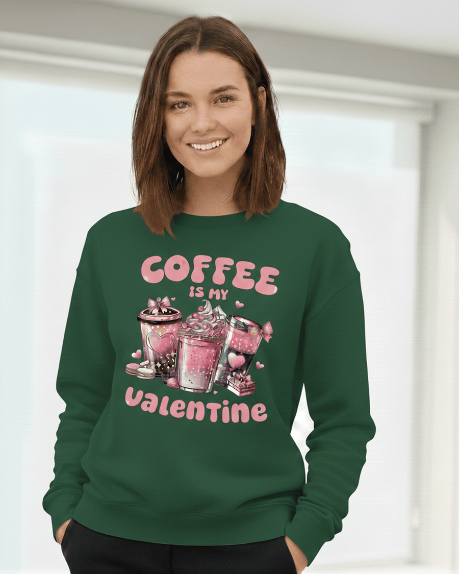 Valentine Sweatshirt, Coffee Lover Crew Neck Soft Cotton Casual Wear — view 12
