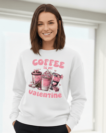 Valentine Sweatshirt, Coffee Lover Crew Neck Soft Cotton Casual Wear — view 5