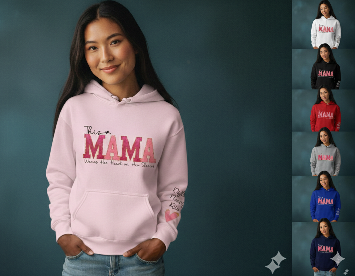 Mama Hoodie, Custom Kids Hoodie With Personalized Name, Soft Warm & Cozy Casual — view 2