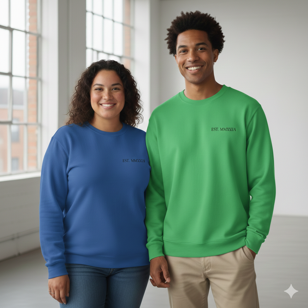 Couples Roman Numeral Hoodie, Custom Date Embroidery On Premium Quality Sweatshirt — view 6