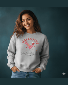 Valentine Sweatshirt, Galentine Girls Club Cozy Cotton Pullover Hoodie