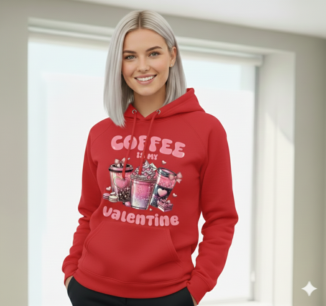Coffee Valentine Hoodie, Premium Soft Cotton Pullover For Coffee Lovers — view 3