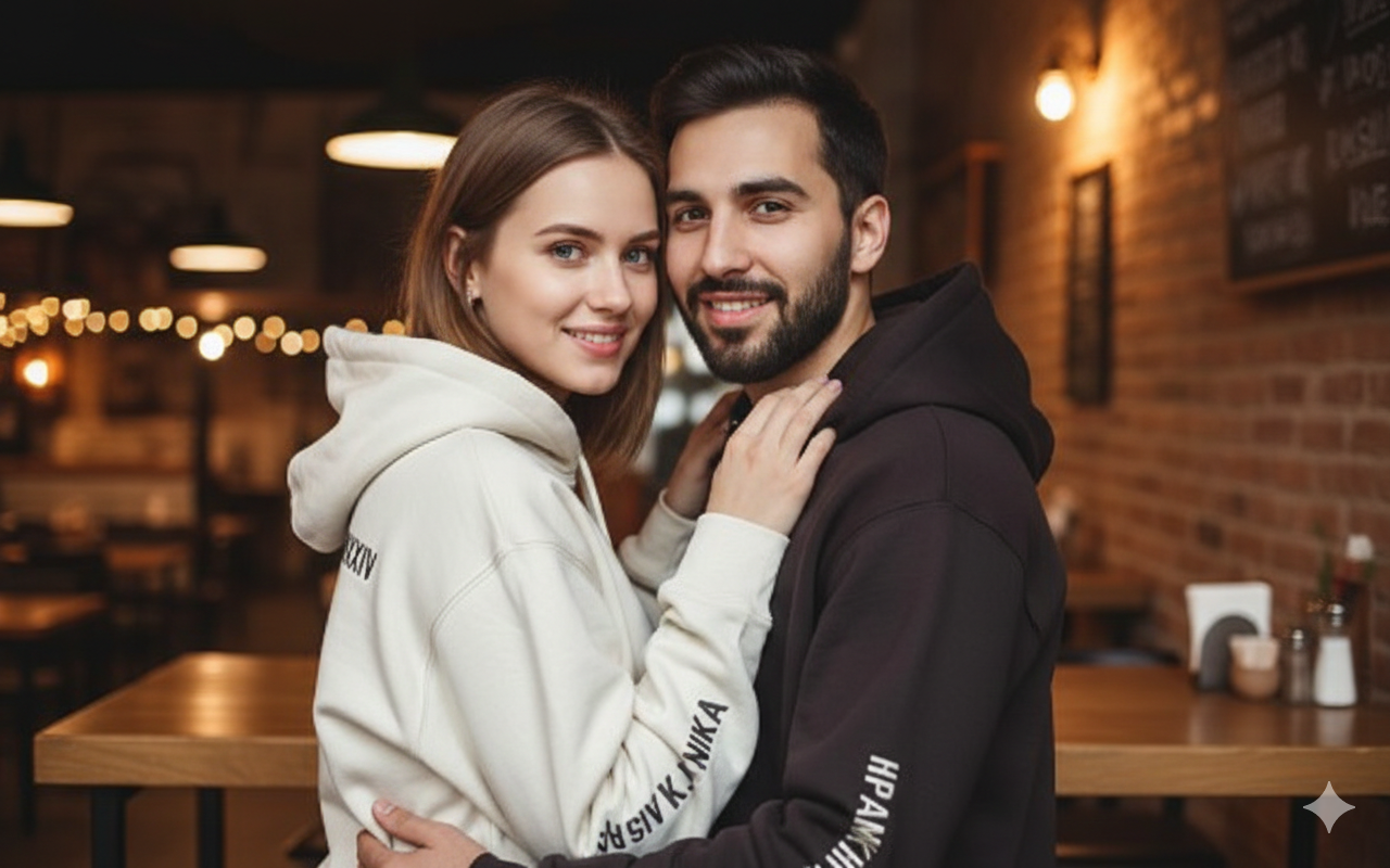 Couples Roman Numeral Hoodie, Custom Date Embroidery On Premium Quality Sweatshirt — view 3