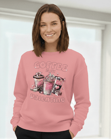 Valentine Sweatshirt, Coffee Lover Crew Neck Soft Cotton Casual Wear — view 7