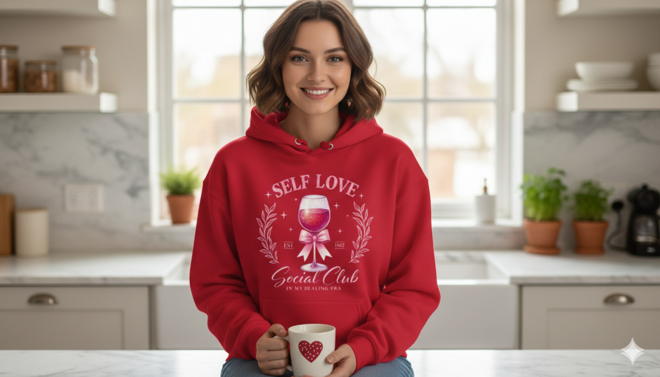 Motivation Love Hoodie, Premium Quality Self Love Pullover Sweatshirt — view 2