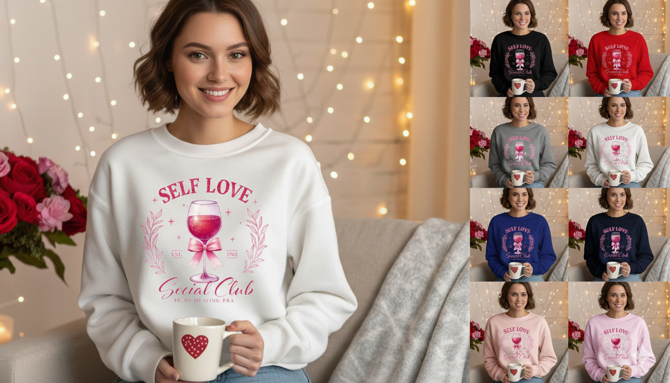 Self Love Sweatshirt, Premium Quality Social Club Cozy Pullover Top — view 5
