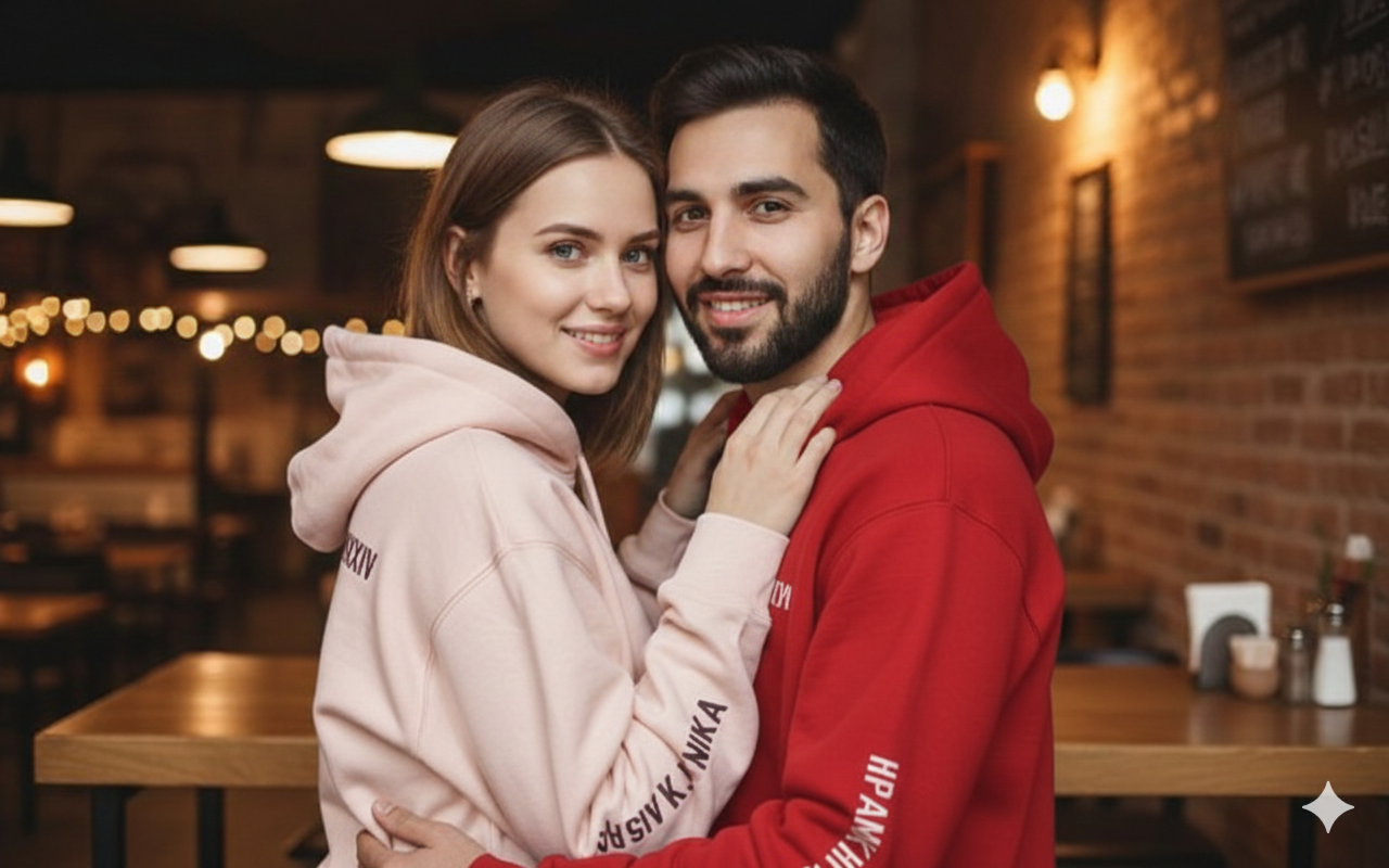 Couples Roman Numeral Hoodie, Custom Date Embroidery On Premium Quality Sweatshirt