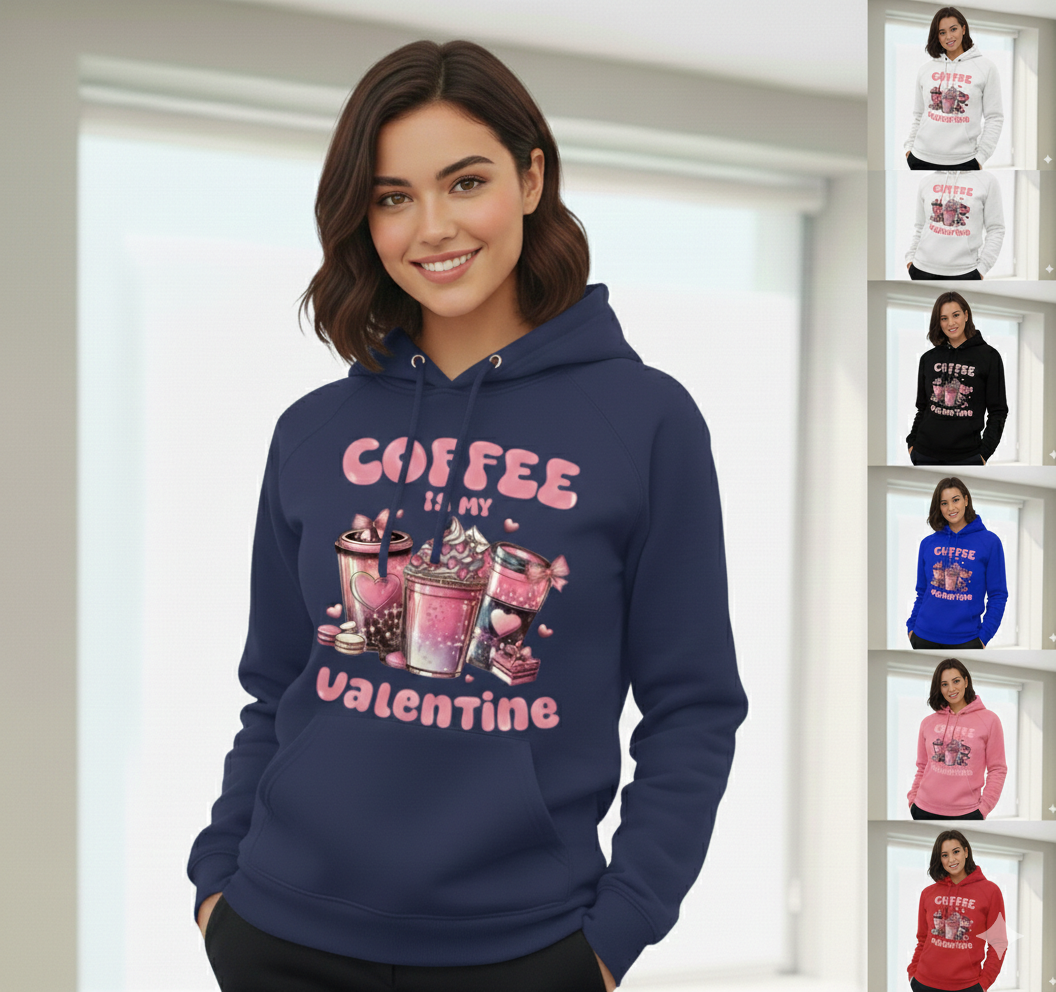 Coffee Valentine Hoodie, Premium Soft Cotton Pullover For Coffee Lovers — view 2