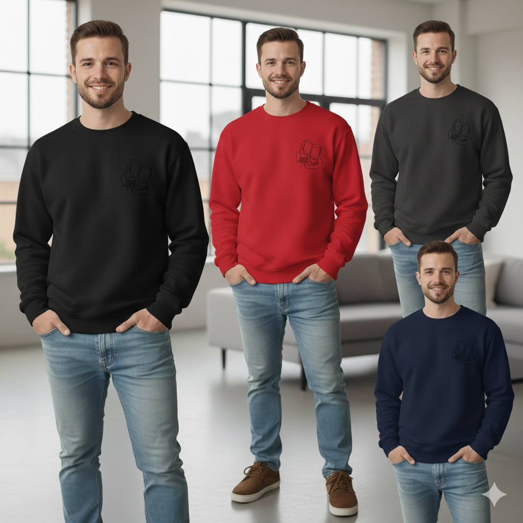 Embroidered Sweatshirt, Custom Pocket Portrait, Premium Quality — view 3