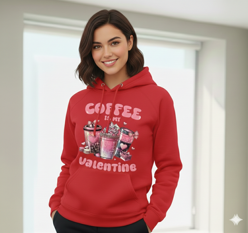 Coffee Valentine Hoodie, Premium Soft Cotton Pullover For Coffee Lovers