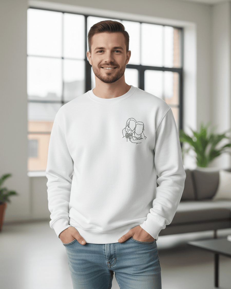 Embroidered Sweatshirt, Custom Pocket Portrait, Premium Quality