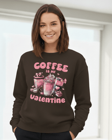 Valentine Sweatshirt, Coffee Lover Crew Neck Soft Cotton Casual Wear — view 8