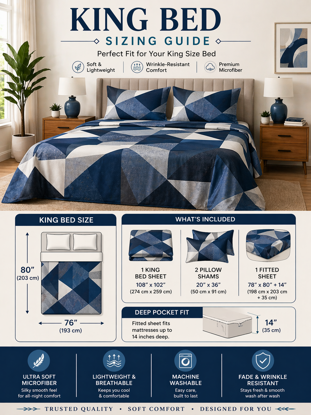 Monochrome Diamond Microfiber Bedding Set, Modern Grey Black & White — view 4
