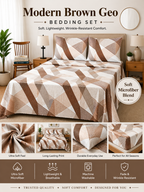Warm Geometric Microfiber Bedding Set, Cozy Modern Sheets