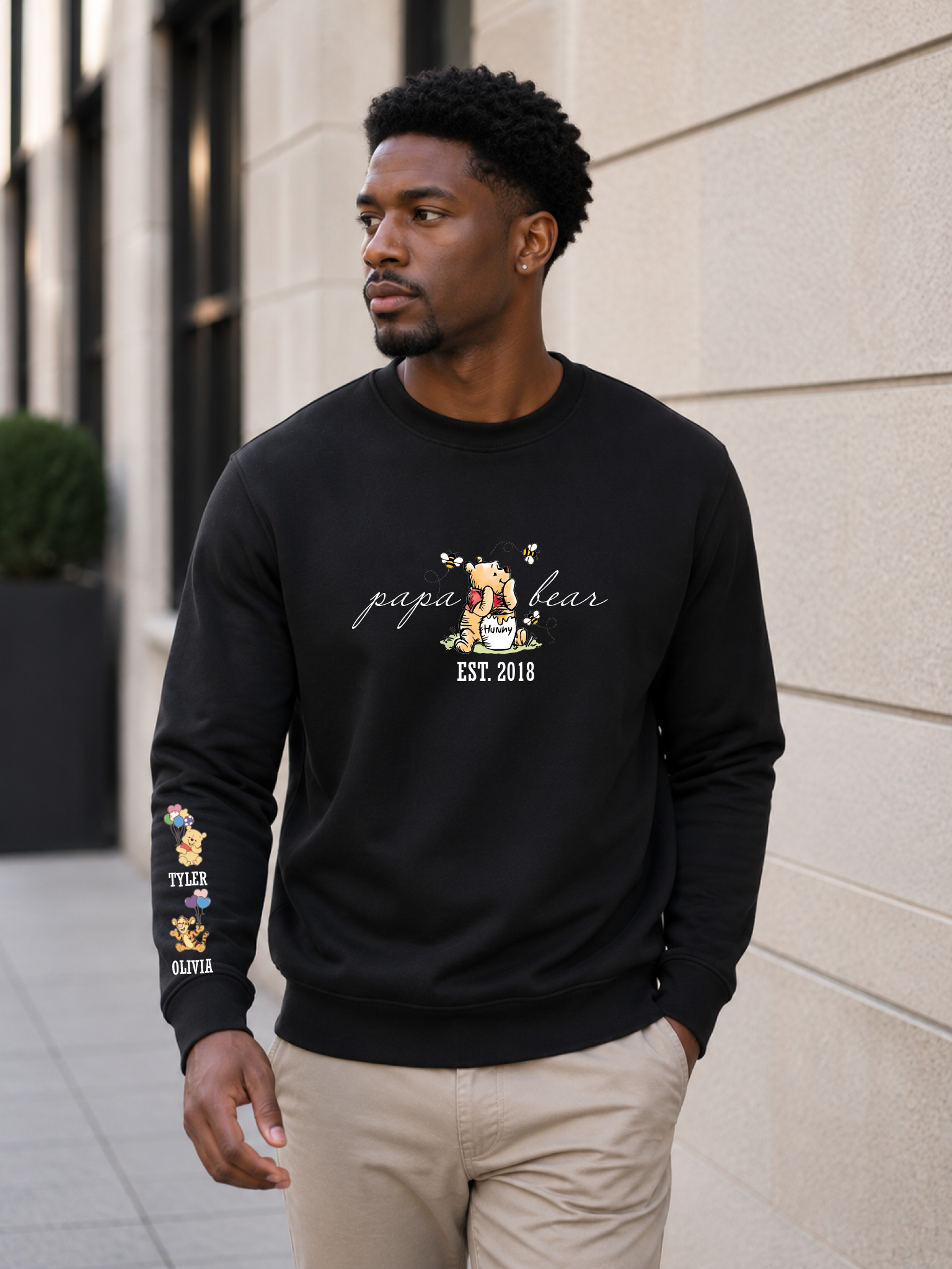 Personalized Papa Bear, T-Shirt, Crewneck, Hoodie — view 3