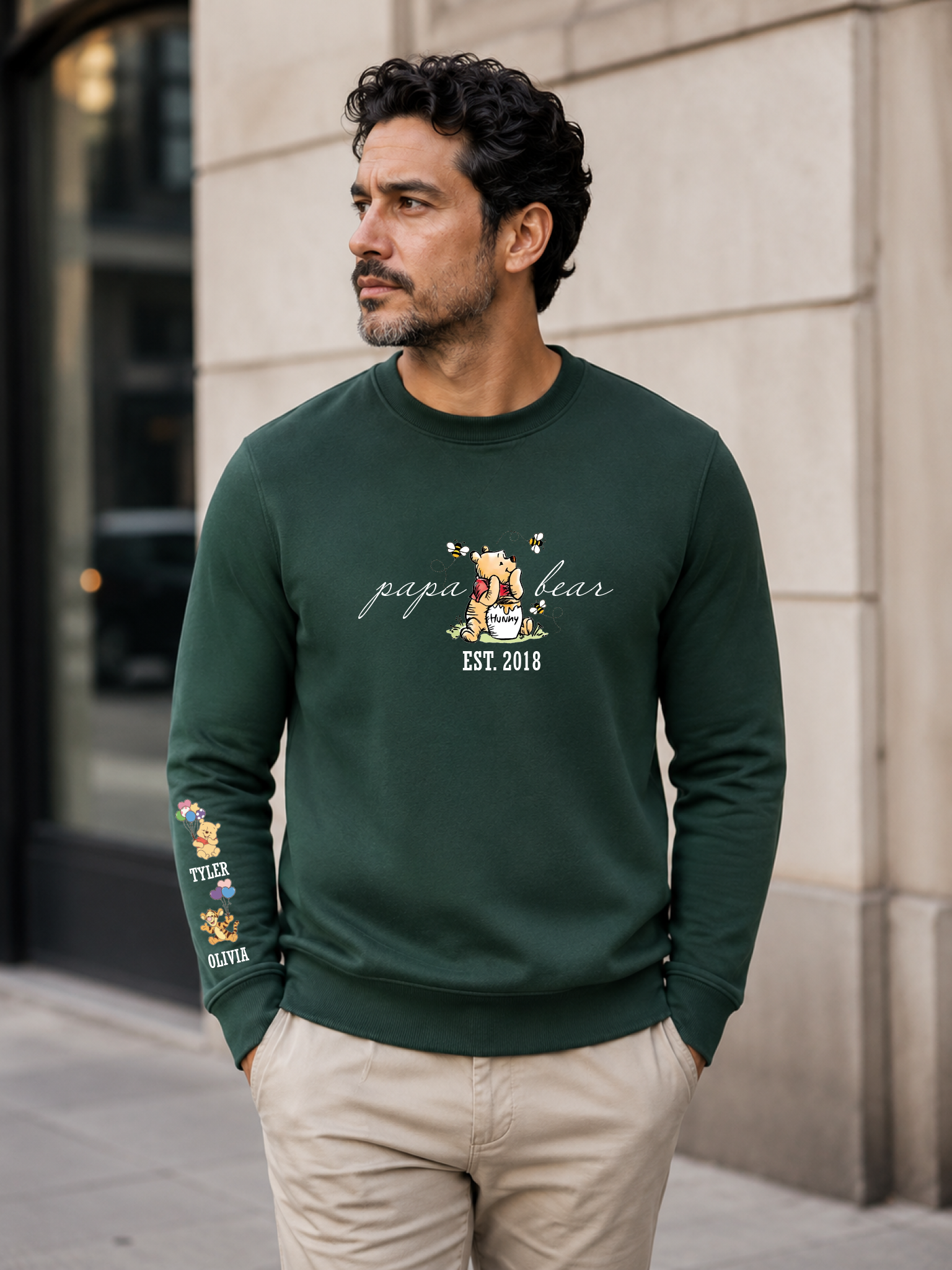 Personalized Papa Bear, T-Shirt, Crewneck, Hoodie — view 4