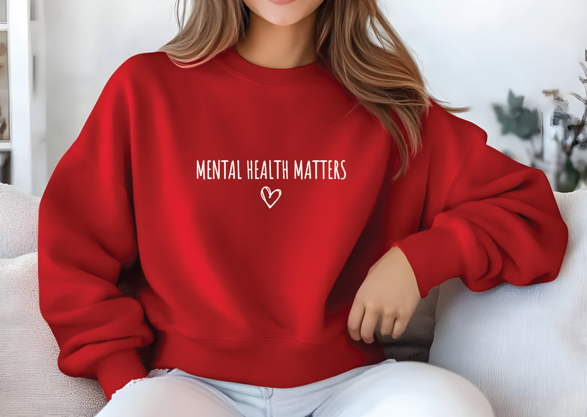 Mental Health Sweatshirt, Custom Crewneck Unisex Retro Style, Soft Comfortable Fabric — view 5