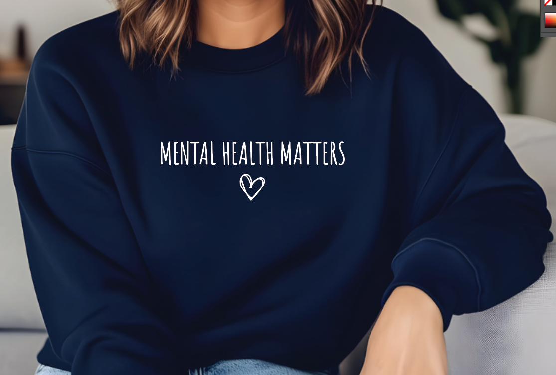 Mental Health Sweatshirt, Custom Crewneck Unisex Retro Style, Soft Comfortable Fabric — view 2