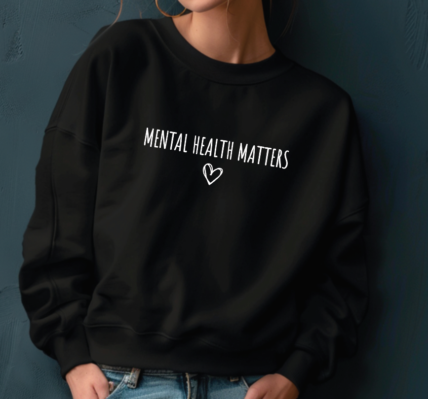 Mental Health Sweatshirt, Custom Crewneck Unisex Retro Style, Soft Comfortable Fabric — view 3