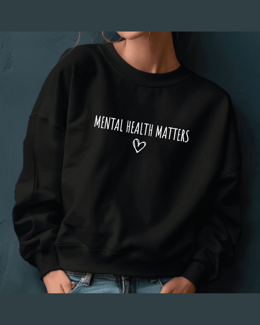 Mental Health Sweatshirt, Custom Crewneck Unisex Retro Style, Soft Comfortable Fabric — view 3