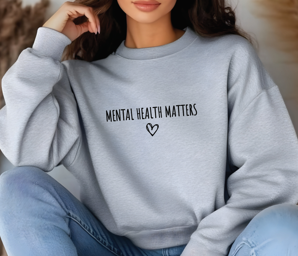 Mental Health Sweatshirt, Custom Crewneck Unisex Retro Style, Soft Comfortable Fabric — view 4