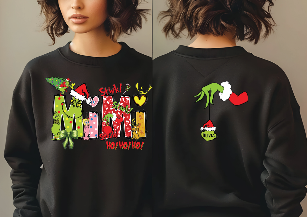 MIMI Grinch-Themed Holiday Graphic SweatShirt (Choose Colors) — view 2