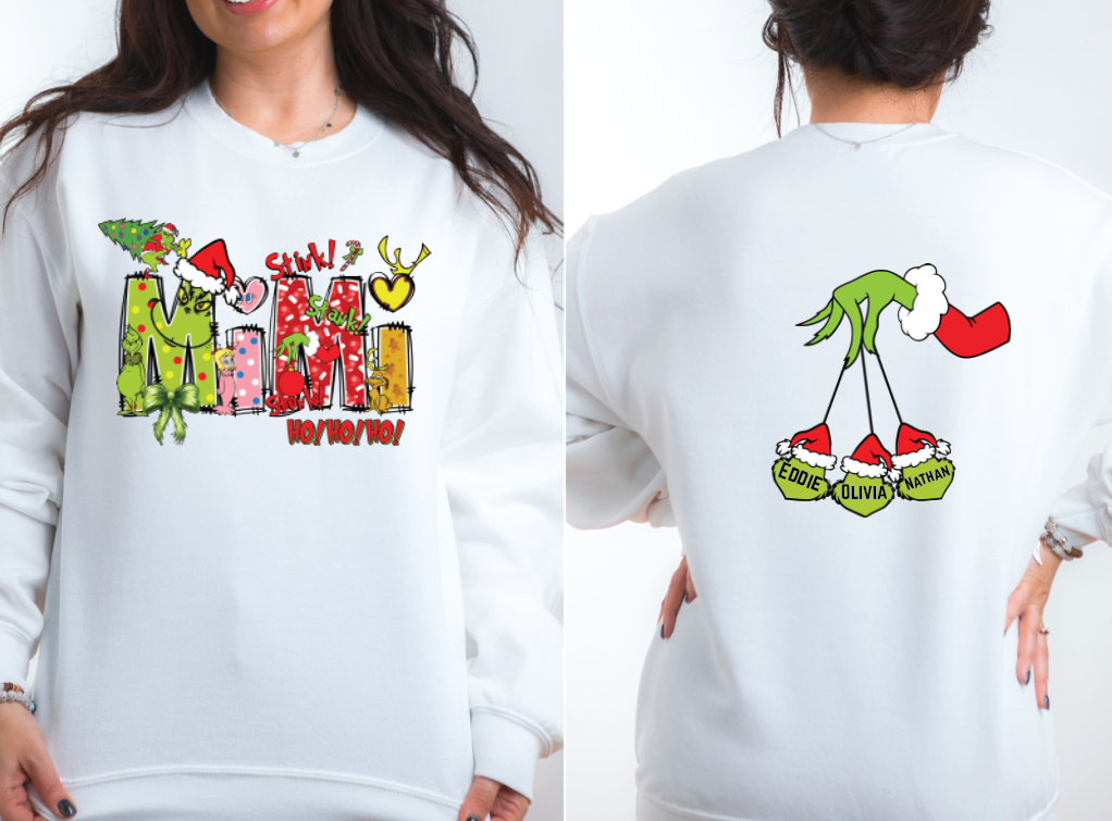 MIMI Grinch-Themed Holiday Graphic SweatShirt (Choose Colors) — view 3