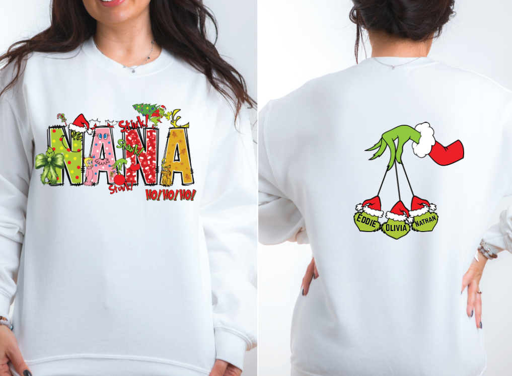 NANA Grinch-Themed Holiday Graphic SweatShirt (Choose Colors) — view 3