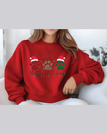 Red best friend gift hoodie with matching Happy Pawlidays graphic and soft durable fabric