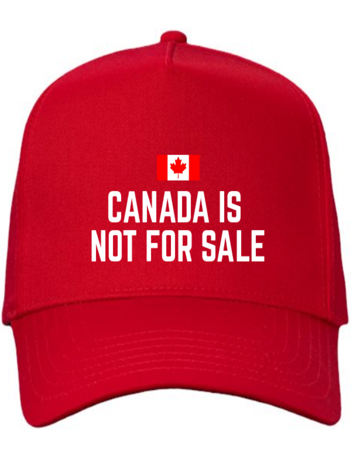 Red cap with 'Canada is not for sale' text and Canadian flag on a white background