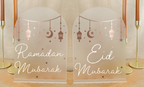 Eid Mubarak Table Signs, Frosted Acrylic Eid Home Decor, Durable Handmade Plaques