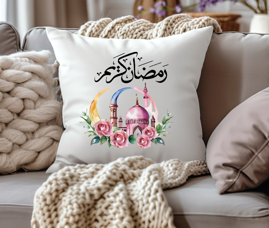 Ramadan Kareem Cushion, Soft Ramadan Mubarak Pillow With Arabic Calligraphy