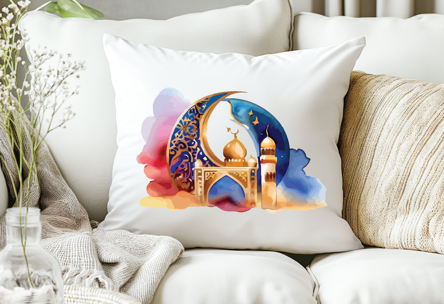 Islamic Design Cushion, Ramadan Mubarak Decor, Soft Durable Fabric Pillow Cover