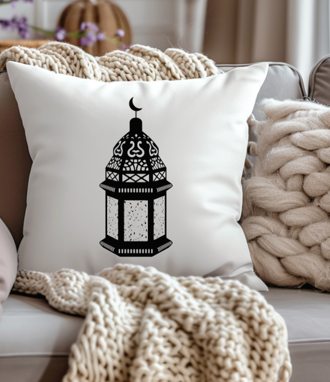 Islamic Cushion Cover, Ramadan Mubarak Decor, Soft Fabric, Arabic Calligraphy Pillow