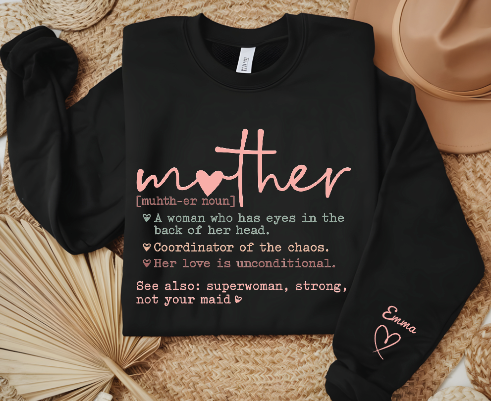Personalized Mother Hoodie, Custom Name Sweatshirt With Kids Names Sleeve, Unique Mom Gift — view 2
