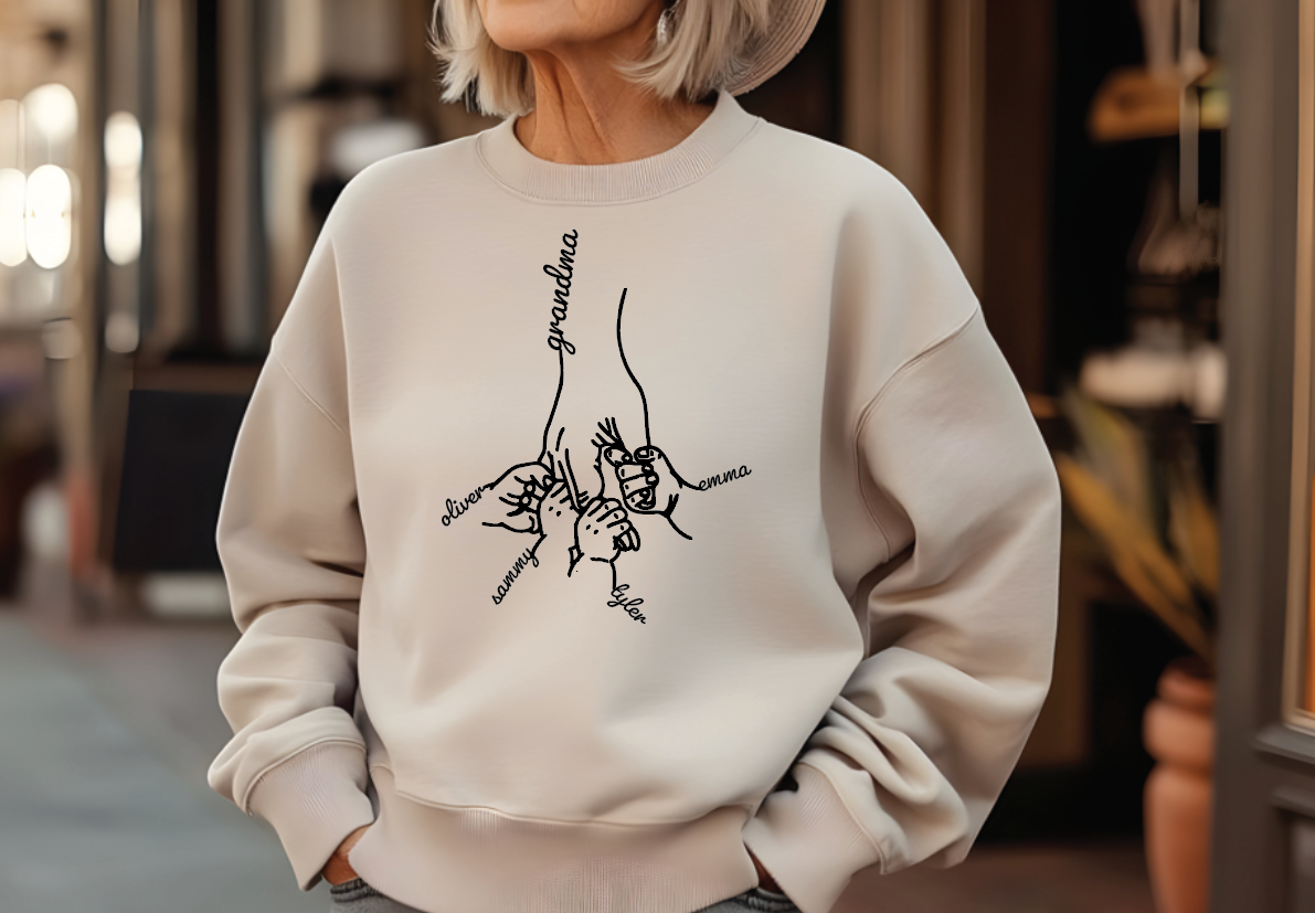 Custom Grandma Sweatshirt, Personalized Name Shirt, Cozy Soft Durable Fabric Gift — view 3