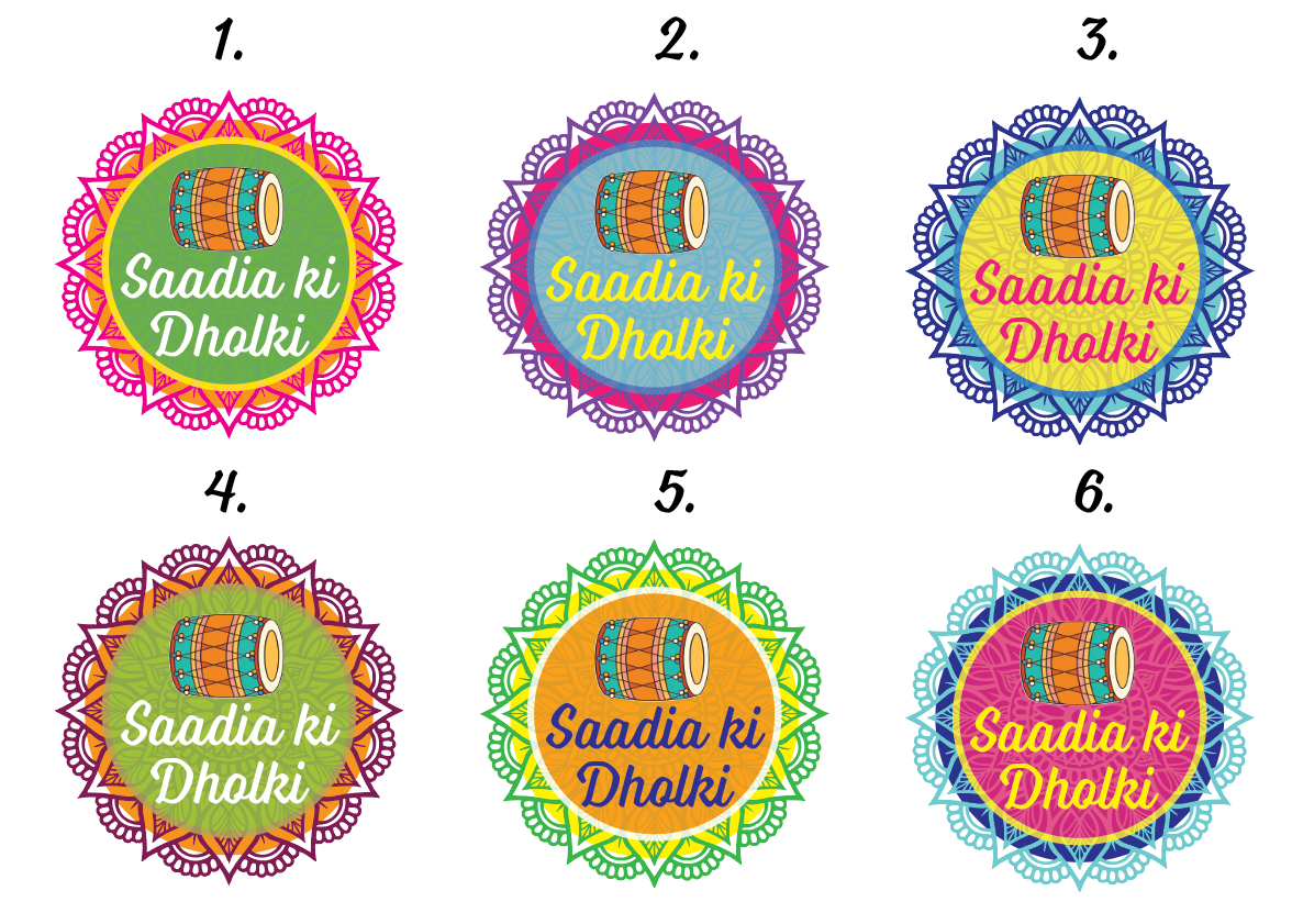 Custom Dholki Stickers, Personalized Mehndi Party Favors, Set of 20 — view 2