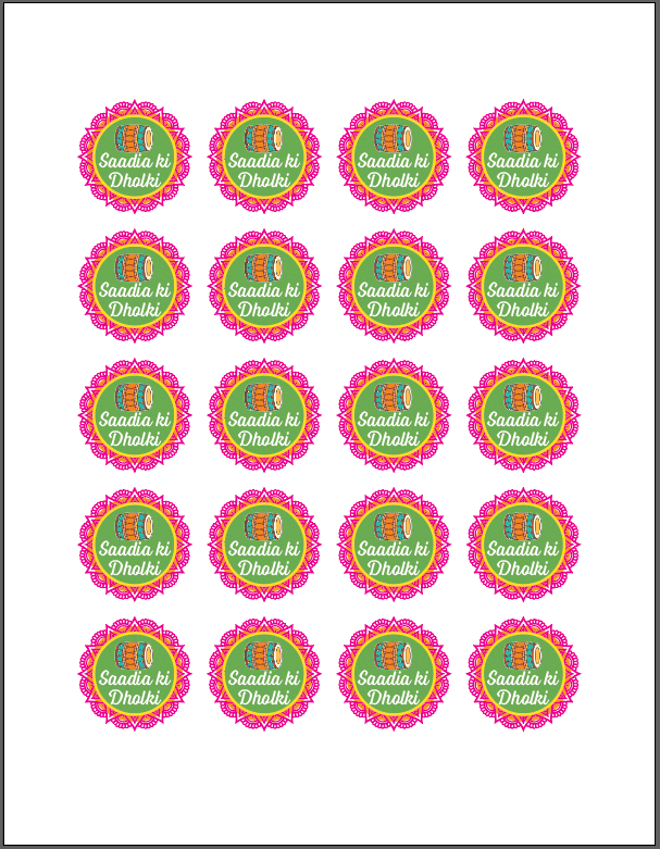 Custom Dholki Stickers, Personalized Mehndi Party Favors, Set of 20 — view 3