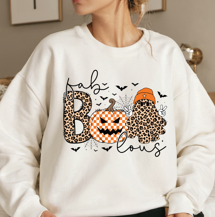 Custom Graphic Hoodie, Leopard Print Ghost Pumpkin Tee, Personalized Keepsake Gift