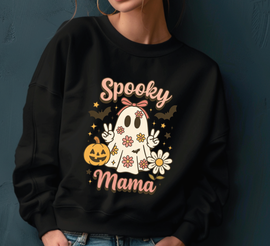 Spooky Mama Groovy Vintage Graphic Sweat Tee (Choose Colors)