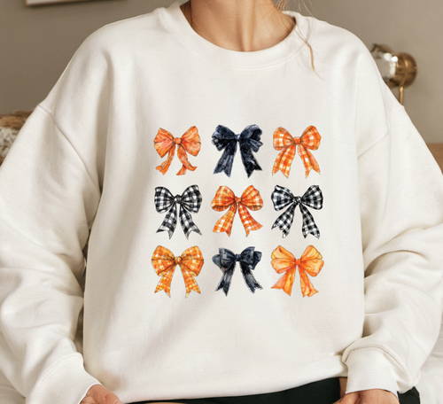 "Comfort Colors Coquette Halloween" Fall-Themed Bow Sweat Tee (Choose Colors)