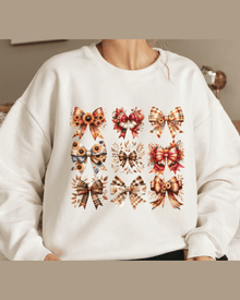 White custom fall hoodie featuring autumn plaid bow design for best friend gift