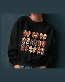 Black custom fall hoodie with plaid bow graphic and personalized name
