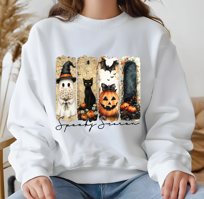Halloween Graphic Sweat Tee, Cozy Custom Sweater, Choose Colors Hoodie