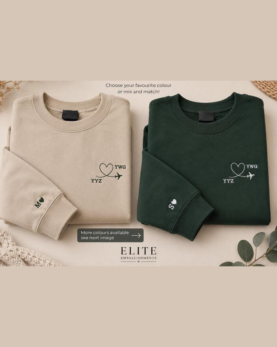 Personalized Airport Code Embroidered Sweatshirt & Hoodie