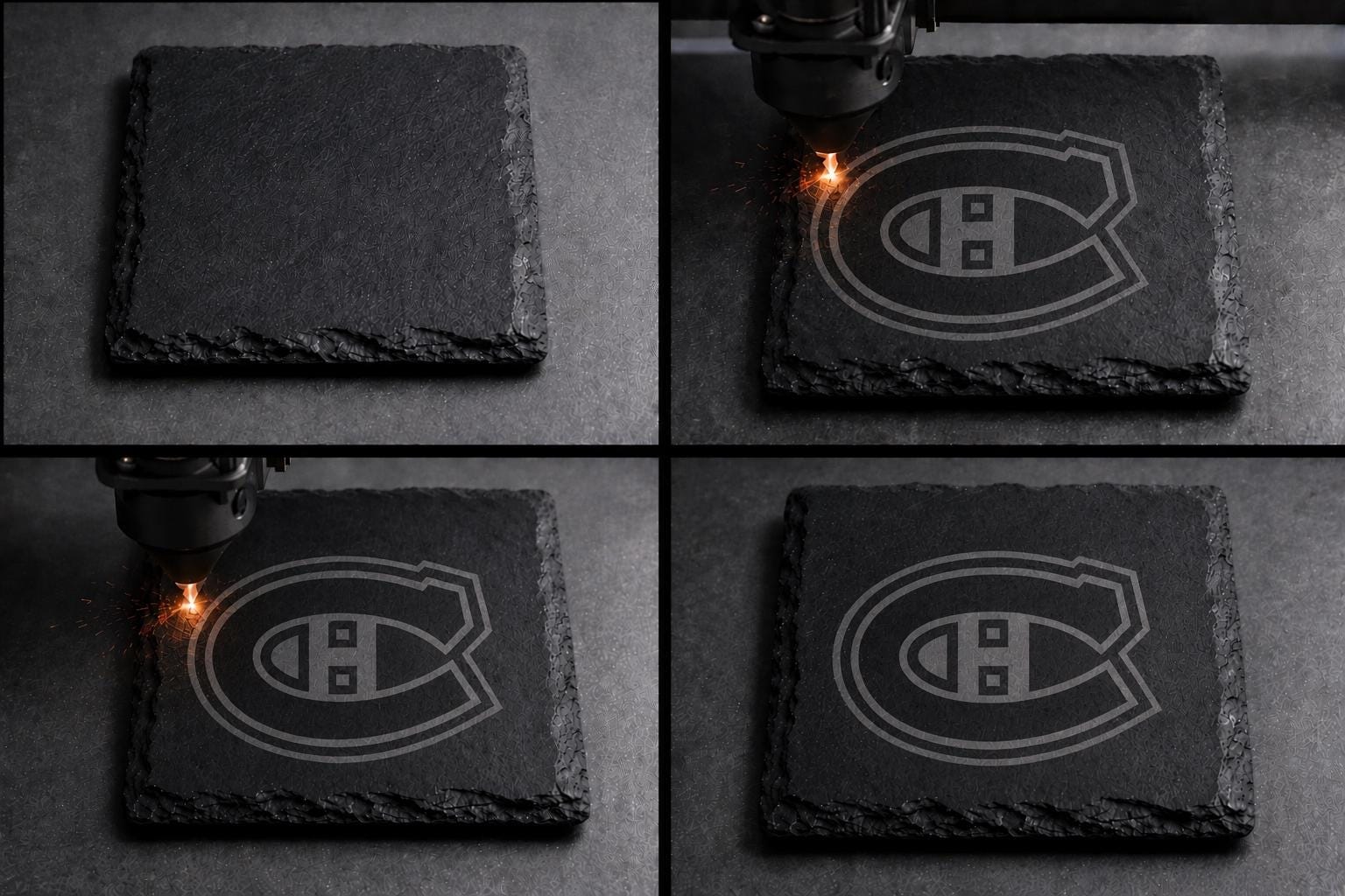 Montreal Canadiens Slate Coaster, Engraved Hockey Stone Coaster — view 3