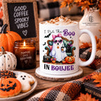 Boujee Halloween Mug 15oz – I Put the Boo in Boujee ghost mug with cookies