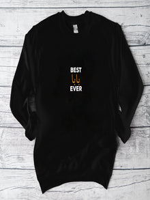 A black sweatshirt with the text "BEST LESS THAN EVER" printed on it.