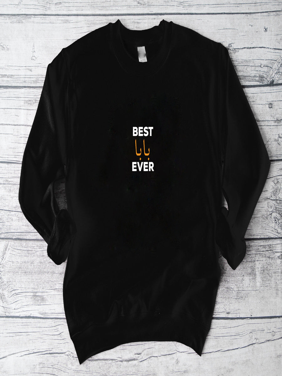 A black sweatshirt with the text "BEST LESS THAN EVER" printed on it.