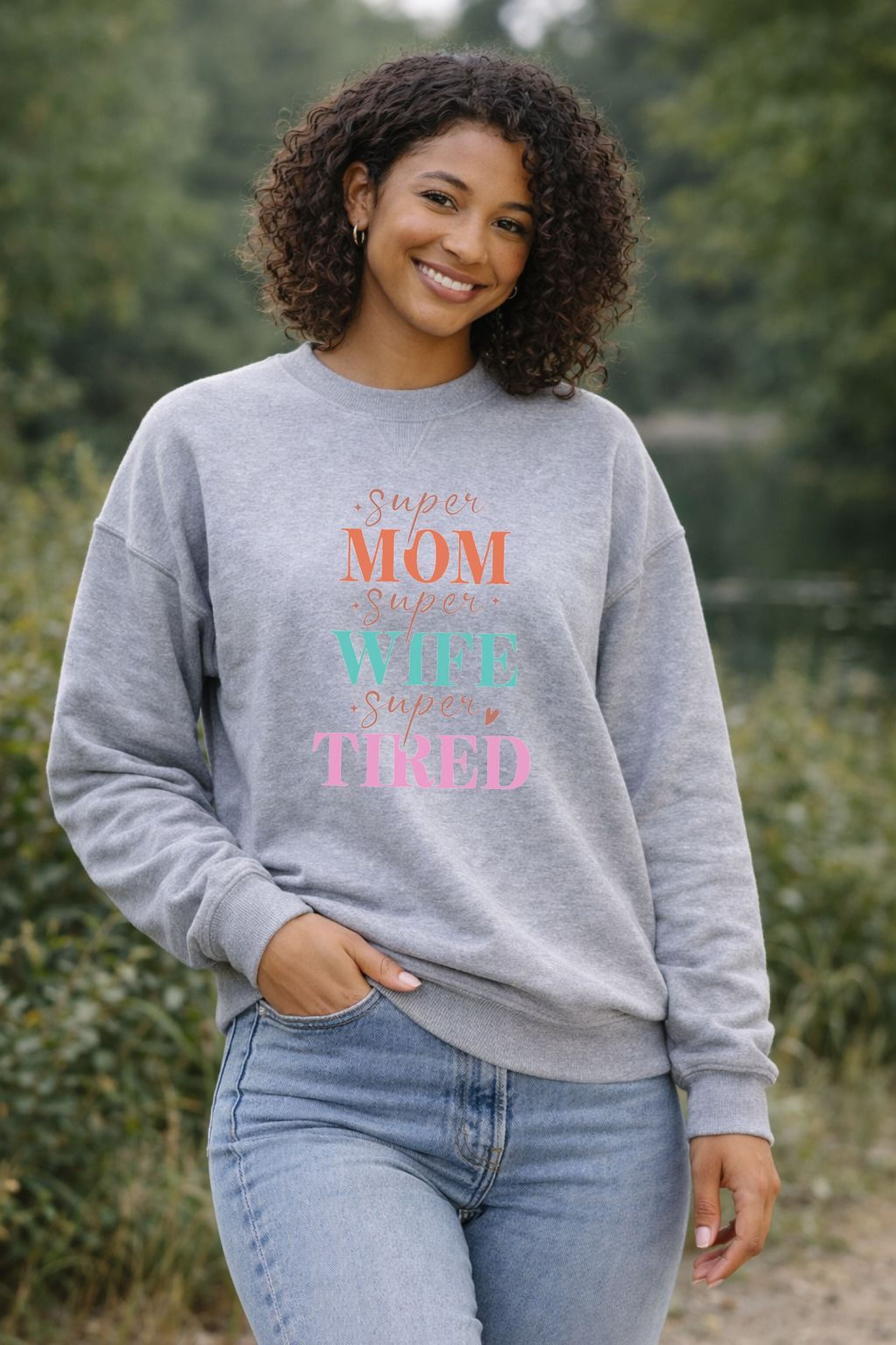 Grey Mom Wife Tired sweatshirt – comfortable mom crewneck gift Canada
